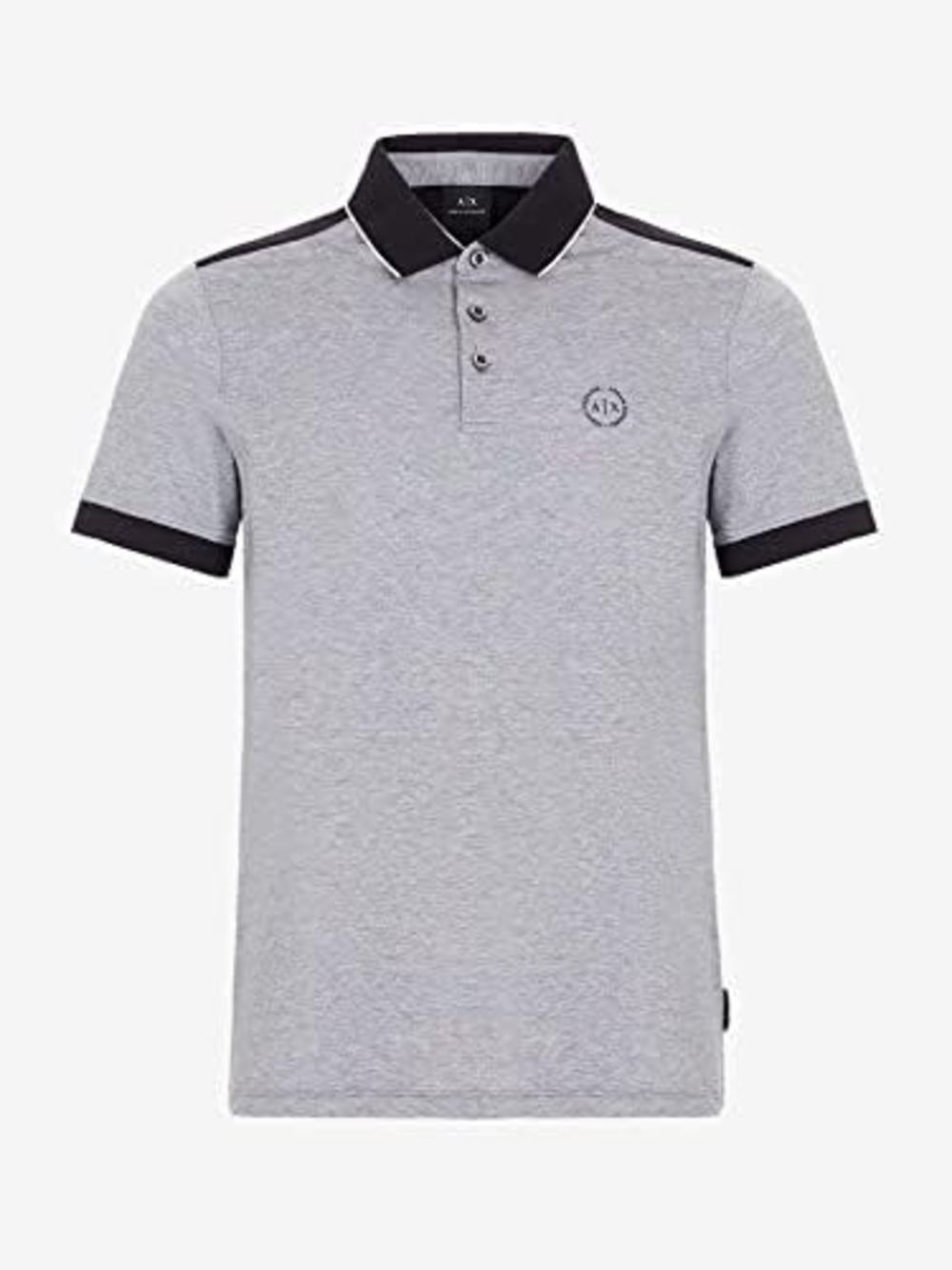 Armani Exchange Light Grey Polo with Black Contrast Collar